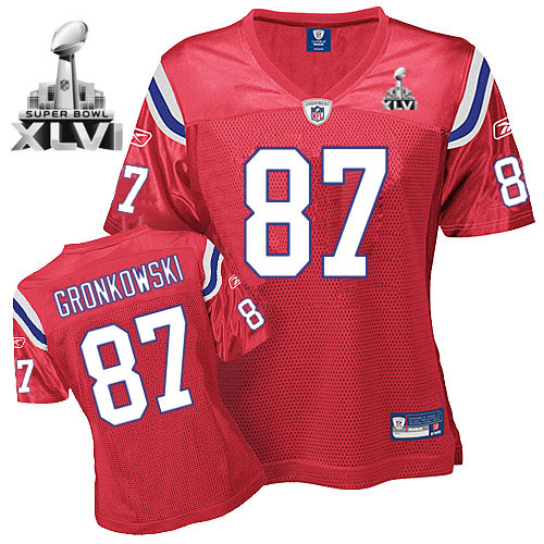 Patriots #87 Rob Gronkowski Red Women's Alternate Super Bowl XLVI Stitched NFL Jersey